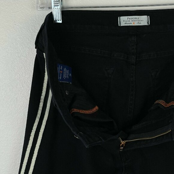 Principle Denim Jeans Womens Sz 29 Optimist Crop Side Panel Stretch Denim Black - Picture 5 of 8